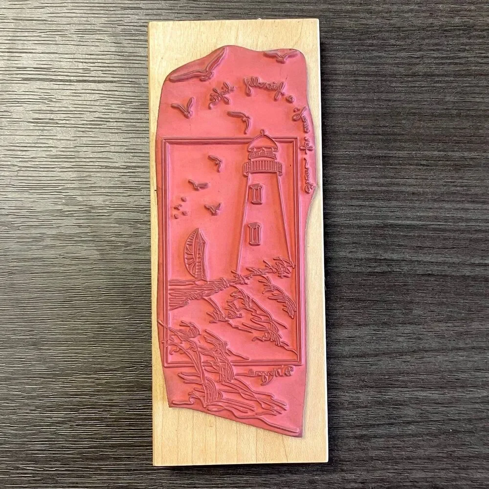 FROM FAR AWAY A FRIENDLY LIGHT D Morgan Stamps Happen Rubber Lighthouse Stamp